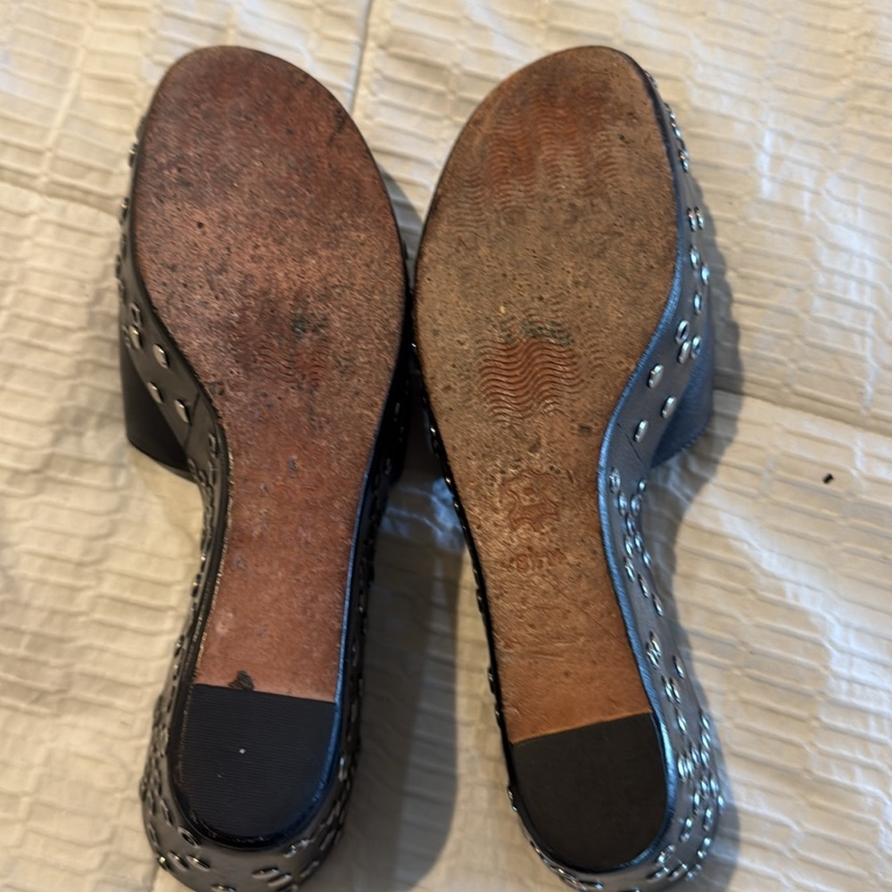 Anne Klein Black Platform Slides with Silver Accents - Picture 5 of 5